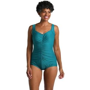 Maxine of Hollywood Women's Standard Spa Shirred Girl Leg One Piece Swimsuit, Emerald//Solids, 18