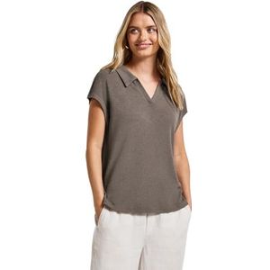 Street One Gebreide polo voor dames, Dark Tumbled Beige, 38