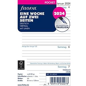 FILOFAX agendavulling 2024 Pocket 1 week / 2 pagina's wit Duits 24-68240 - 1 stuk