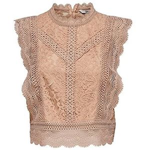 ONLY Vrouwelijke top cropped kant bovenstuk, roze, XXS