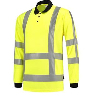 Tricorp 203005 Safety EN ISO 20471 Birdseye poloshirt met lange mouwen, 50% polyester/50% polyester, CoolDry, 180 g/m², fluorgeel, maat M