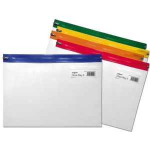 Snopake Zippa Bag zakken met ritssluiting A3 480 x 350 mm 5 stuks transparant/gesorteerd op kleur
