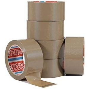 Tesa 4280 Tape voor het afsluiten van dozen, PP-standaard, synthetisch rubber, zelfklevend, 43μm, 66 m x 50 m, Avana, 36 stuks