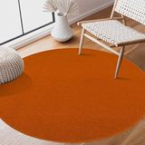 SANAT Laagpolig tapijt voor de woonkamer, effen moderne tapijten voor de slaapkamer, werkkamer, kantoor, hal, kinderkamer en keuken, oranje, 150 cm rond