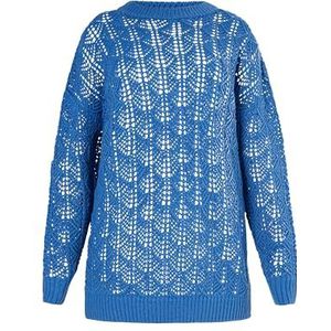 jopida Gebreide lange trui voor dames, blauw, S
