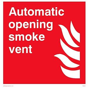 Automatische opening rookontluchter met vlam symbool Teken - 150x150mm - S15