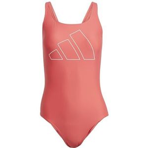 adidas Vrouwelijke Big Bars X Terug Badpak 28, Semi-helder rood/wit, 140
