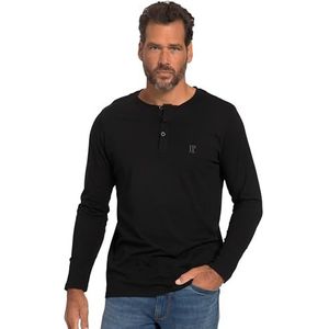 JP 1880 Heren grote maten grote maten Menswear L-8XL Henley, basic, shirt, lange mouwen, knoopsluiting, tot 8XL 702555, zwart, L Tall