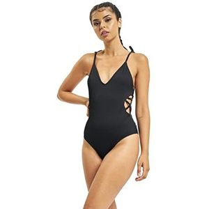 Urban Classics Dames Bikini Ladies Rib Swimsuit tweedelig badpak van fijn ribmateriaal verkrijgbaar in 2 kleuren, maten XS - XXL, zwart, XXL