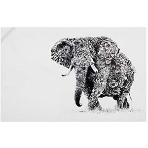 Maxwell & Williams Marini Ferlazzo Theedoek met Afrikaanse Olifant, 100% Katoenen Keukendoek, Wit, 50 x 70 Centimeter