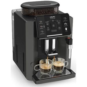 Krups EA9108 Sensation volautomatische espressomachine coal/zwart, gebruiksvriendelijk, gemakkelijk te onderhouden, verlichtingswaarschuwingen, handige reiniging, aangepaste instellingen