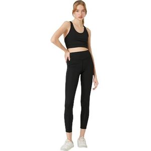 Koton Sportlegging voor dames met steekdetail hoge taille casual broek, Schwarz (999), L