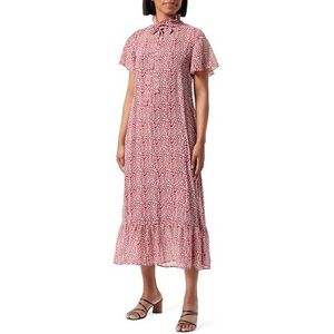 COBIE Dames midi-jurk van chiffon 19226416-CO01, ROOD Wit, S, rood/wit, S