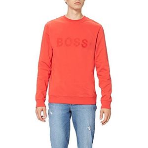 BOSS Heren Welogo Relaxed-Fit sweatshirt van biologisch katoen met geborduurd logo, Helder Orange821, M