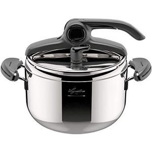 Lagostina Mia snelkookpan, 22 cm, 5 L, Pan + steelpan, Zilver