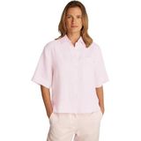 TOMMY HILFIGER Dames ESS LINNEN RELAXED S/S SHIRT WW0WW44720, roze, 32, Roze (Lichtroze), 58