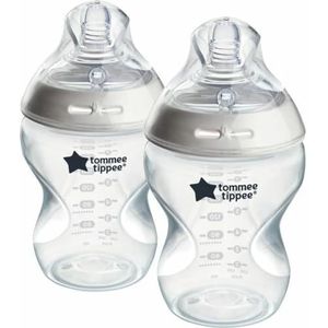 Tommee Tippee babyflessen, Natural Start anti-koliek fles, 260 ml, speen die de vorm van de borst imiteert voor een natuurlijke grip, 2 stuks
