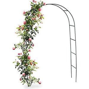 Relaxdays rozenboog metaal, 240 cm, plantensteun voor rozen en klimplanten, vrijstaand, weerbestendig, 240 cm, groen