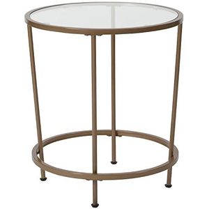 Flash Meubels Astoria Collectie Glas Einde Tafel met Mat Goud Frame Einde tabel 19.5'W x 19.5'D x 21.5'H Helder/Mat Goud