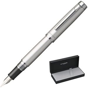 PLATINUM Procyon PNS-8000#79 Vulpen/penpunt Maat: M Medium/Kleur: Satijn Zilver/Handgemaakt/Met Geschenkdoos/Vulpen