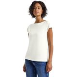 Street One - Dames Shirt - Wit - U-boot en Geribd Detail