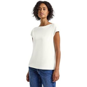 Street One - Dames Shirt - Wit - U-boot Hals - Geribd Detail