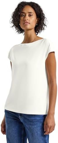 Street One - Dames Shirt - Wit - U-boot en Geribd Detail