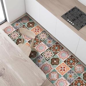 CREARREDA 83616 Keukenloper van vinyl, antislip, antislip en wasbaar, 100% Made in Italy, 180 x 50 cm, tegels, Siciliaans vinyl, antislip en wasbaar, 100% Made in Italy