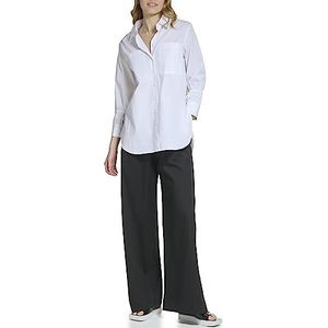 DKNY Slub Poplin Top met lange mouwen, wit, XL, wit, XL