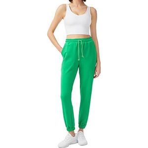 LOS OJOS Sweatbroek voor dames, sweatpants met zakken, joggingbroek voor dames, met trekkoord, elastische tailleband, groen, L