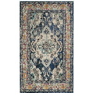 Safavieh Gewassen tapijt eigentijds patroon, MNC243, geweven polypropyleen, marineblauw/lichtblauw, 120 x 180 cm