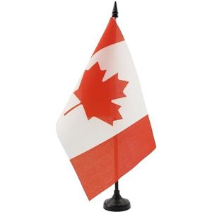 Canada Table Vlag 14x21 cm - Canadese Desk Vlag 21 x 14 cm - Zwarte plastic stok en voet - AZ FLAG