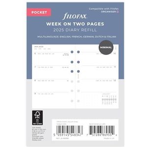 Filofax Pocket Minimal week op twee pagina's 2025 dagboek