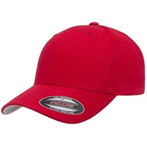 Flexfit Unisex Volwassen Katoen Twill Fitted Cap Hat, Rood, L/XL