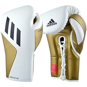 adidas Bokshandschoenen Speed Tilt 350 Velcro - 450 ml, kleur: wit/goud - met innovatieve TILT®-technologie - de eerste 100% duurzaam vervaardigde bokshandschoenen van cactusleer