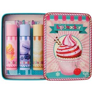 Lip Smacker Lip Balm Tin Trio, 3-Piece Kids Lip Balm Gift Set, Pastry Edition, Moisturizing and Easy-to-Apply, Infused with Castor Seed Oil