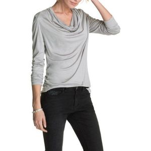ESPRIT Collection Dames shirt met lange mouwen 123EO1K019 Regular Fit, grijs (054 cement grey), 38
