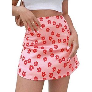 Lyaner Gestreepte zijdeachtige satijnen pyjama, korte mouw, top met shorts, nachtkleding, pyjamaset, roze, L