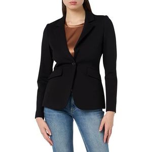 Taifun Klassieke blazer voor dames, met stretchcomfort, lange mouwen, gevoerde blazer, effen kleuren, zwart, 48