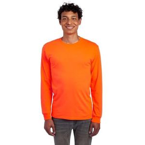 Jerzees Dri-Power T-shirts van katoenmix met lange mouwen, vochtafvoerend, geurbescherming, UPF 30+, maten S-3x, Veiligheid Oranje, XXL