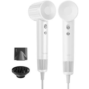 Laifen Haardroger, retroserie, 200 miljoen negatieve ionen, föhn met 110.000 omw/min, borstelloze motor voor snel drogen, föhn met hoge snelheid, geluidsarm, met diffuser voor thuis, op reis, wit