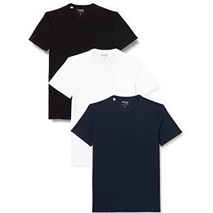 SELECTED HOMME BLACK heren t-shirt, zwart/detail: helder wit + marineblazer, XXL