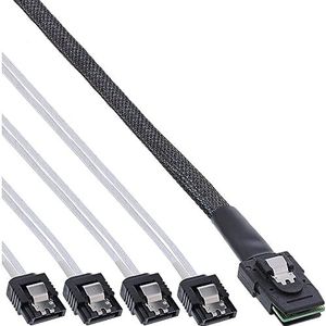 InLine SAS aansluitkabel Mini SAS SFF8087 (36pin) naar 4x SATA, 1:1 OCR, 75cm, 27620A