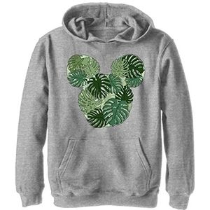 Disney Characters Monstera Mickey Boy's Hooded Pullover Fleece, Athletic Heather, Small, Athletic Heather, S