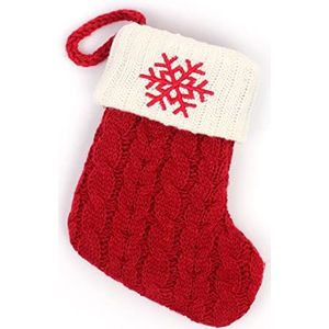 SUPERIXO Kerstkousen, gebreide kousen geschenken snoep zakken rode kerst vakantie kousen (sneeuwvlok)