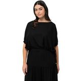 Ulla Popken - Blouseshirt - Zwart - Losse Pasvorm - Halve Mouw