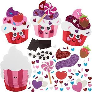 Baker Ross FX329 Liefdeshart Cupcake Magneet sets - pak van 8, Valentijnsdag Schuim Knutsel Set voor kinderen