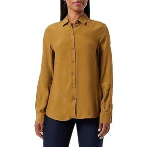 Seidensticker Damesblouse, modieuze blouse, regular fit, hemdblousekraag, lange mouwen, 100% viscose, groen, 36