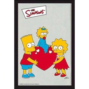 Simpsons The Spiegel Bart Maggie & Lisa wandspiegel met zwart kunststof frame in houtlook