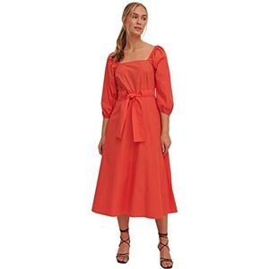 NA-KD Tie Taille Detail Midi Jurk, Spicy Rood, EU 42